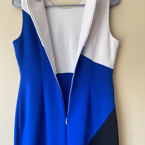 CALVIN KLEIN Dress Sheath Sz4 Classic Color Block Blue Black White RETRO - Picture 5 of 8